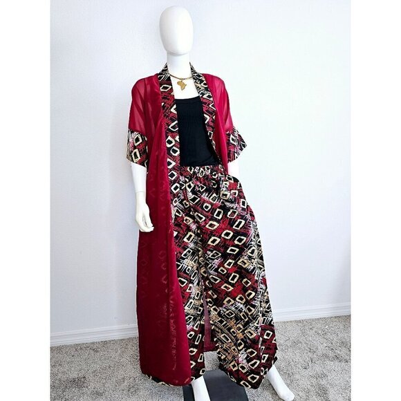 African Chiffon Kimono Kaftan Two Piece Pant Set - Made in Kenya - Picture 5 of 5
